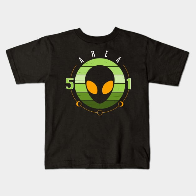 Area 51 Alien Moon Phase Kids T-Shirt by cottoncanvas